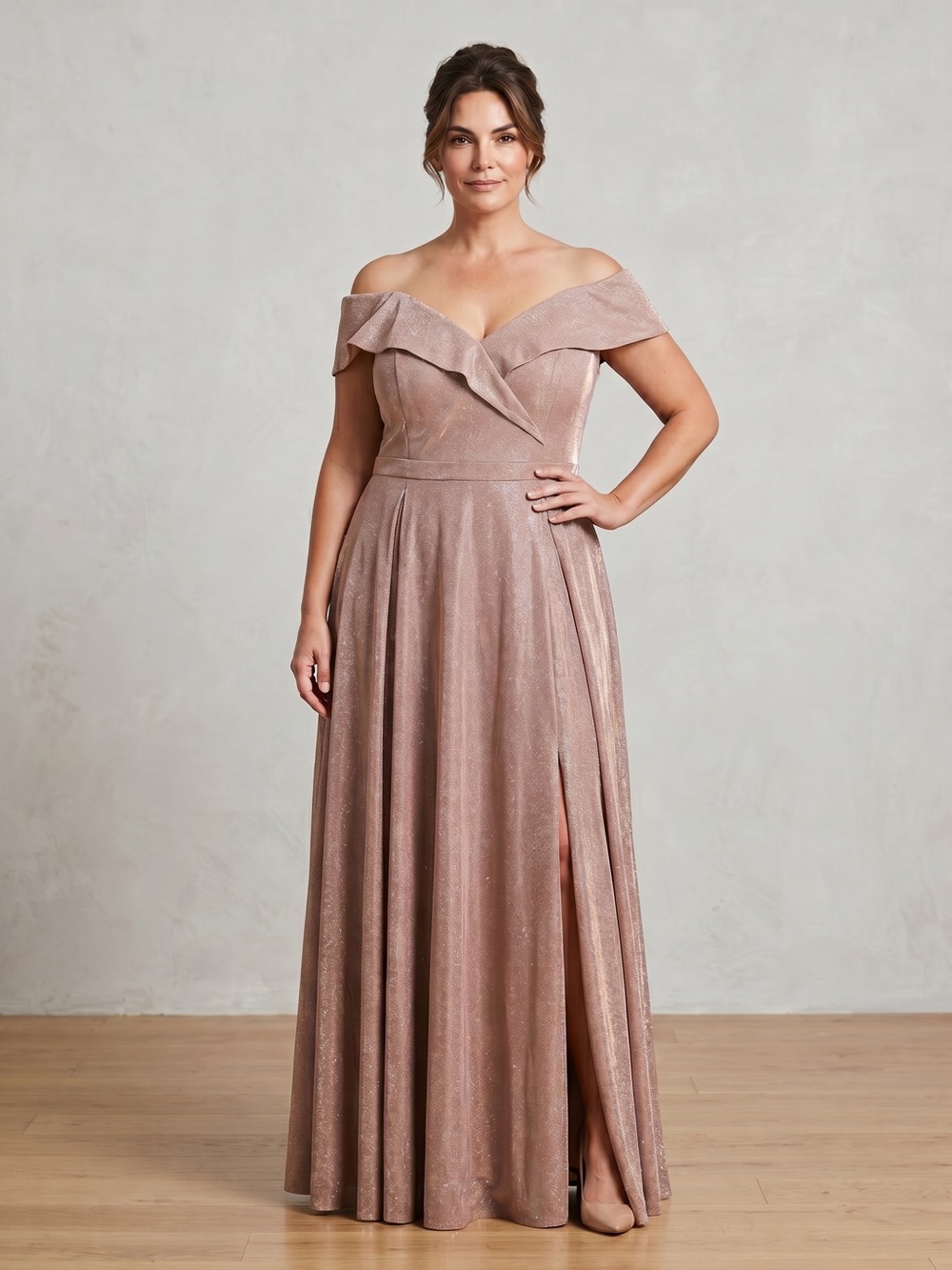 Xscape Rose Gold Mother of the Bride/Groom Gown 18W Glitter Wedding Formal Dress